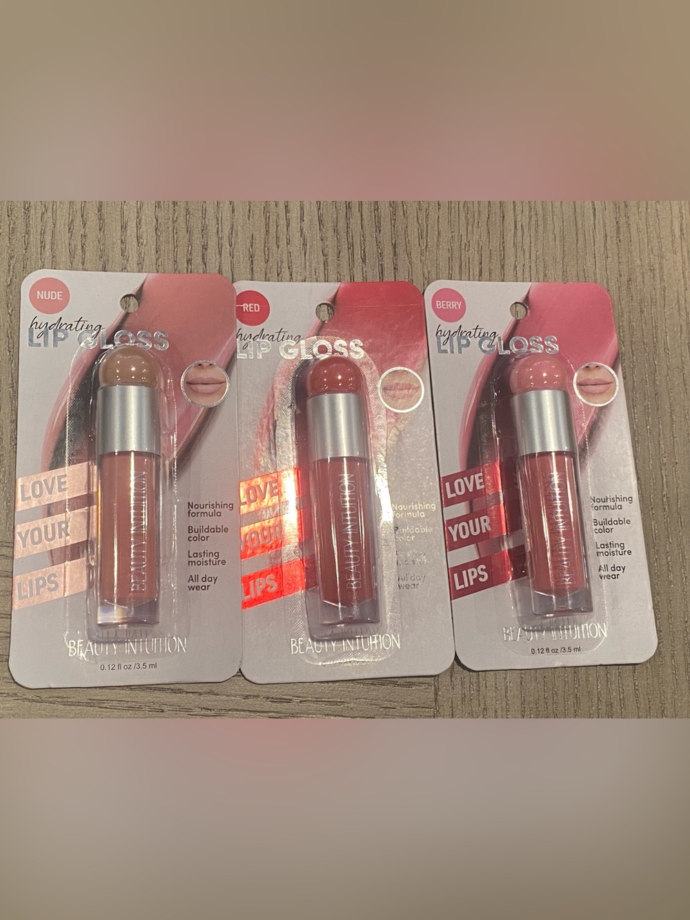 Beauty Intuition hydrating lip gloss nude red berry 3 pieces